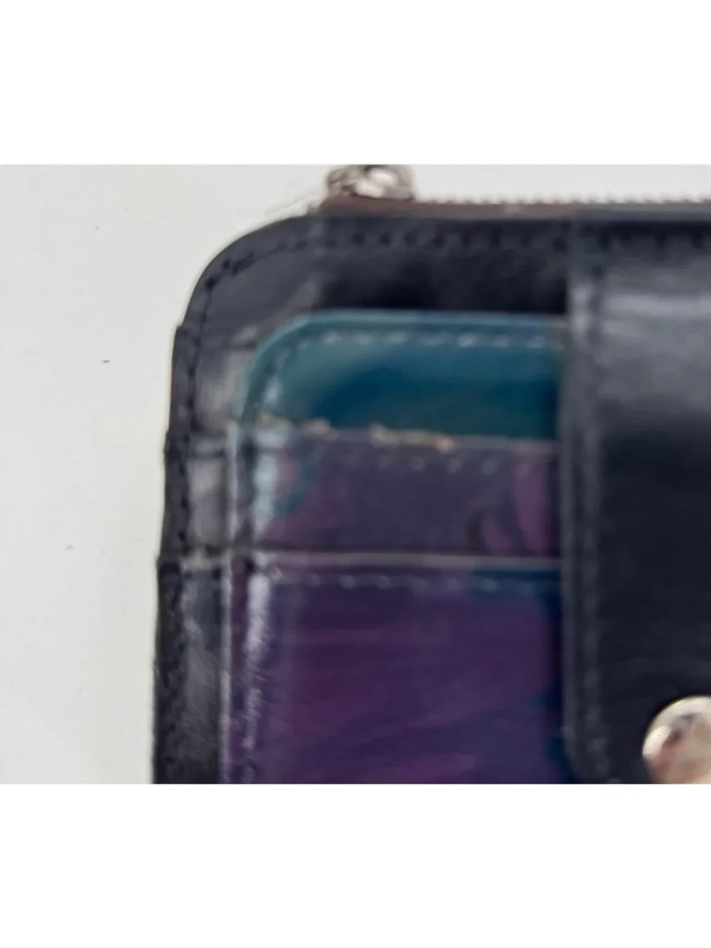 Patricia Nash Cassis Floral Leather Card Holder Wallet With Snap & Zipper Closur